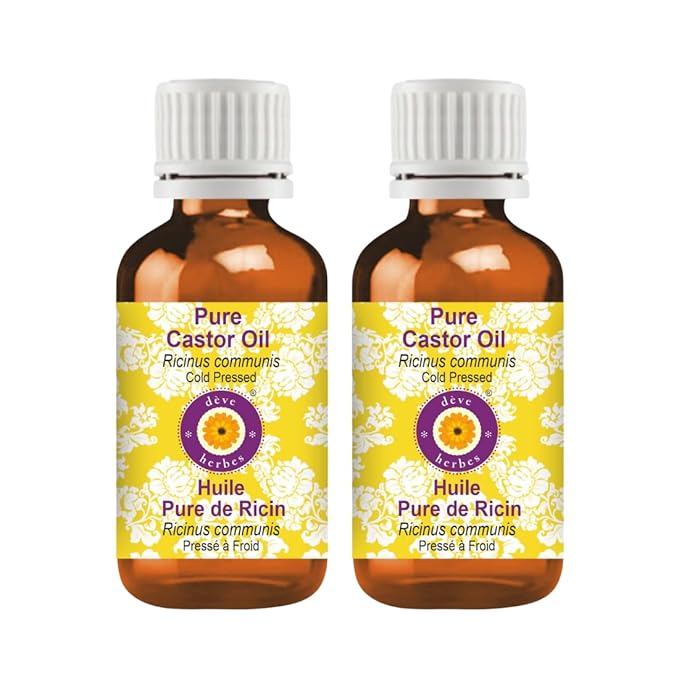 dève herbes Pure Castor Oil (Ricinus communis) Cold Pressed (Pack of Two) 100ml X 2 (6.76 oz)