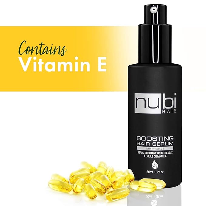 Nubi Serum for Damaged Hair, Marula Repair Serum with Aloe, Vitamin E, Hydrates and Smooths Hair, Frizz Control Product for Women and Men, 2 Fl. Oz. / 60 Ml., 1 Count