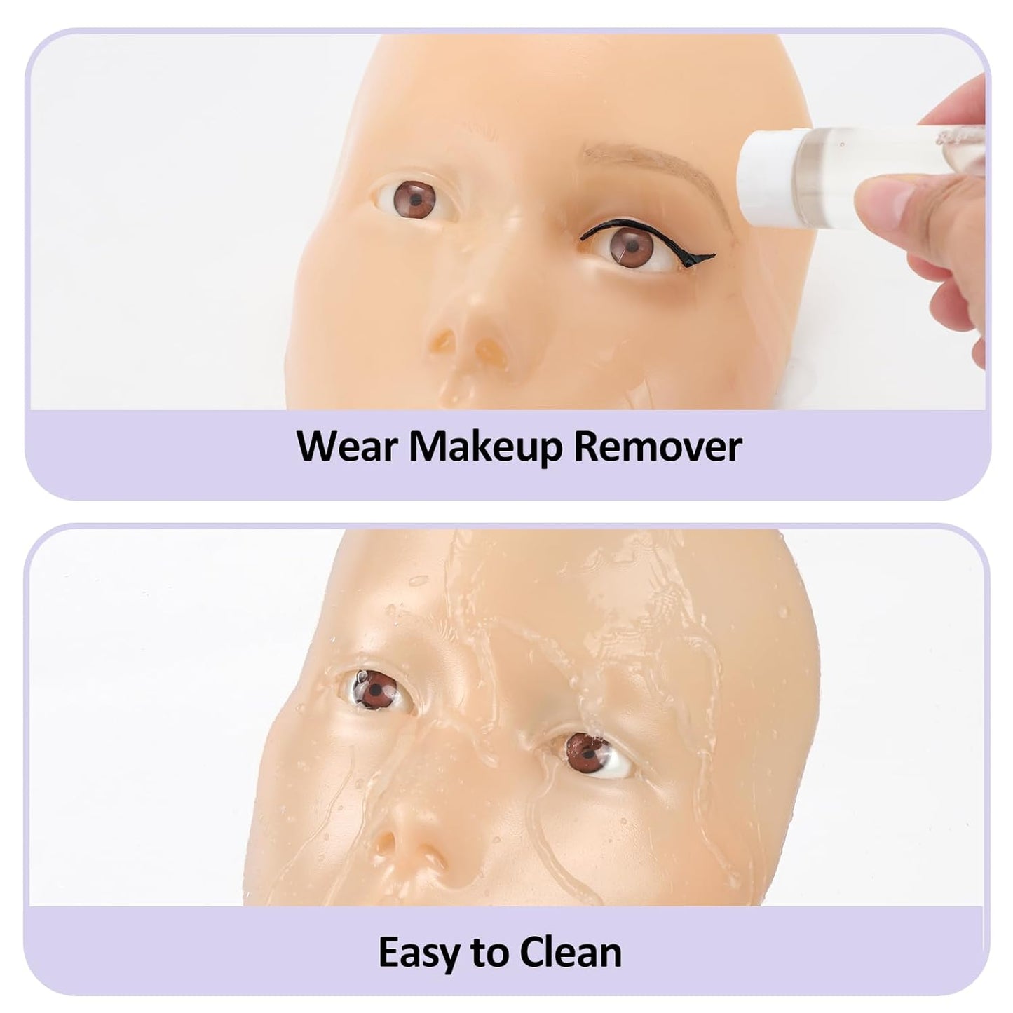 Makeup Practice Face, 2024 Upgrade 5D Makeup Mannequin Face Reusable Silicone Makeup Practice Face Board with Bracket, Come with Makeup remover & Concealer 3 Color & Makeup Bag Yellow