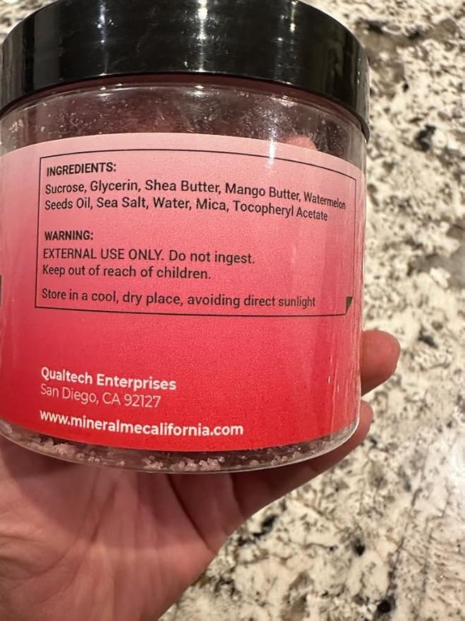 Body Scrub Exfoliator - 12oz WATERMELON Sugar scrub cubes w/Mango Butter & Shea butter- Ultra Hydrating & Moisturizing - All Natural & Organic for all body exfoliation- For hands, arms legs, elbow