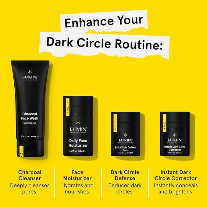Lumin Instant Dark Circle Corrector for Men (Not A Concealer), Brightens Eyes, Reduce Dark Circles, Puffiness, Under Eye Men Makeup, Men's Eye Cream, Perfect for Light-Medium Skin Tones, 20mL
