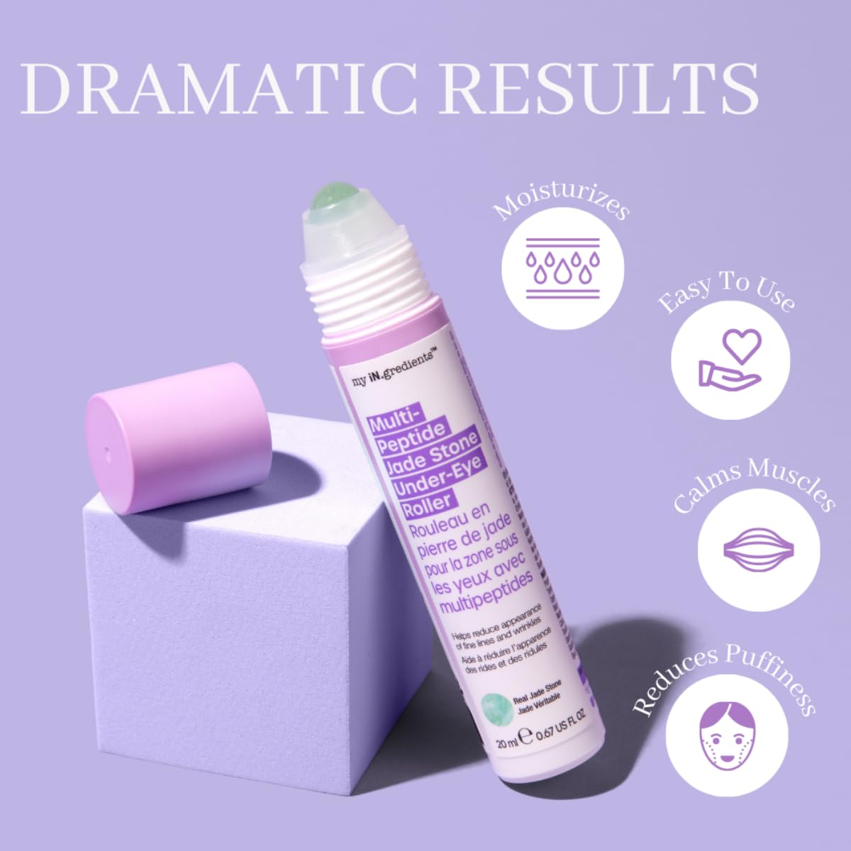 masque BAR My Ingredients Hydrating Under Eye Serum with 360° Jade Stone Roller (Multi-Peptide)