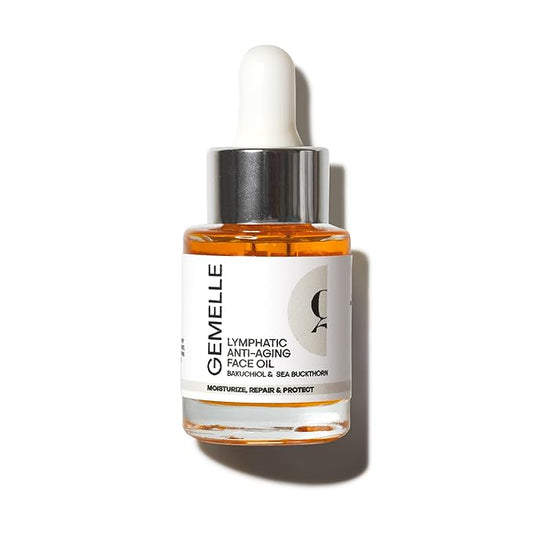 GEMELLE Lymphatic Anti-Aging Face Oil | 6x Award winner | Vitamin C,E & A | Moisturize, Repair & Protect | Bakuchiol, Sea Buckthorn & More! | Organic, Natural, Clean Beauty | Starter, Travel 15ml