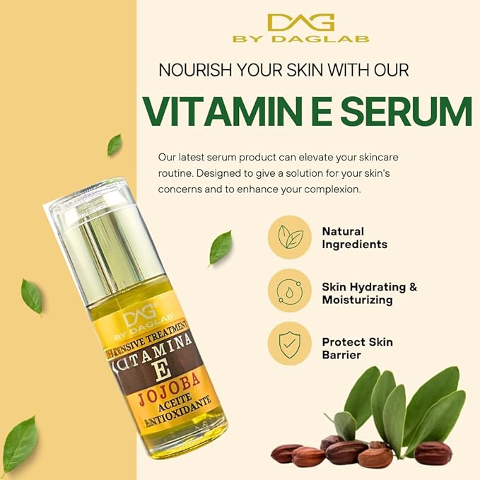 Vitamin E Oil (1.3 Fl Oz) - Intensive Treatment for Cosmetic Use | Enriched with Jojoba, Aloe Vera, Argan, and Glycerin