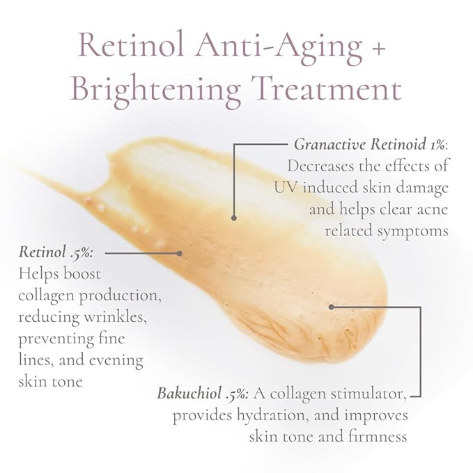 Glowbiotics Retinol Anti-Aging + Brightening Treatment: Reduces Fine Lines, Wrinkles & Sun Damage, Firms, Tightens, and Brightens Skin with Niacinamide & Bakuchiol, 1 Fl Oz