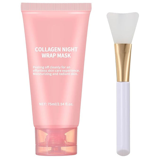 ZCMN Collagen Night Wrapping Mask for Face, Hydrolyzed Collagen Peel Off Facial Mask, Smooth & Tight Skin, Reduce Fine Lines & Dullness, Sensitive Care For All Skin
