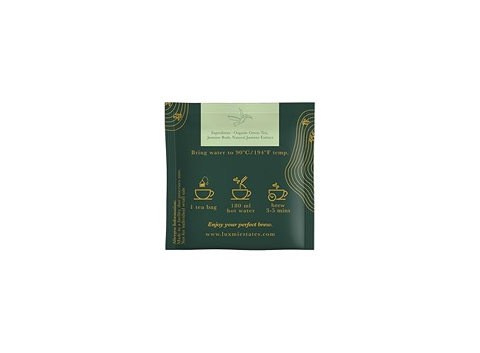 Luxmi Estates - Midnight Bloom - Organic Jasmine Tea - 90 Tea Bags (15ct x 6 Pack) | With Organic Jasmine Buds and Premium Darjeeling Green Tea | Natural Aid to Relieve Stress, Anxiety and Sleep Problems