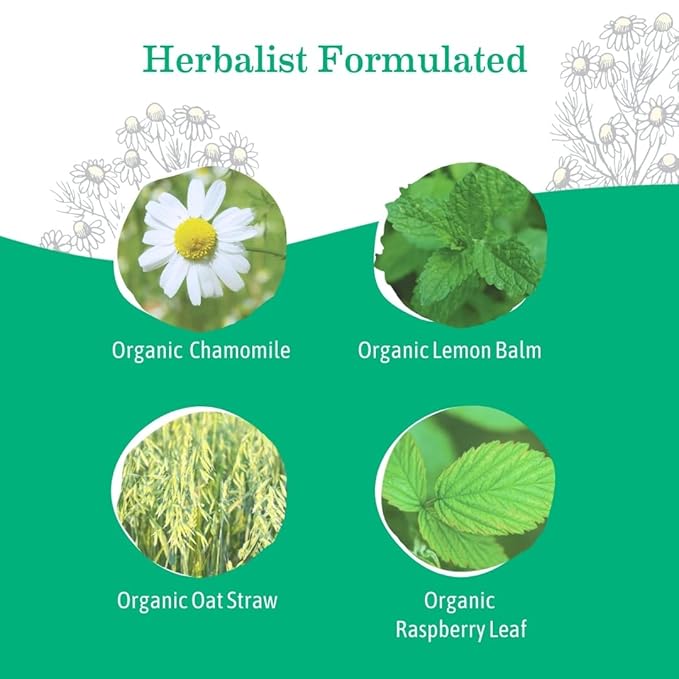 Earth Mama Organic Peaceful™ Tea | Stress Less! Calming, Relaxing Herbal Blend Safe for Pregnancy & Beyond, 16 Teabags Per Box (2-Pack)