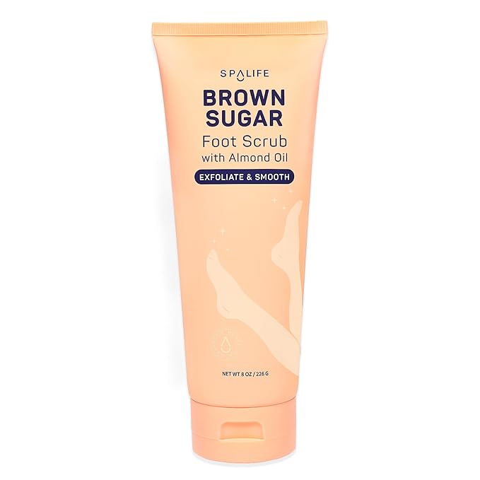 SpaLife Beauty Brown Sugar Foot Scrub – Exfoliating Foot Treatment for Dryness & Roughness – Sugar Scrub for Feet – Made with Shea Butter & Sweet Almond Oil to Soften & Smooth Skin