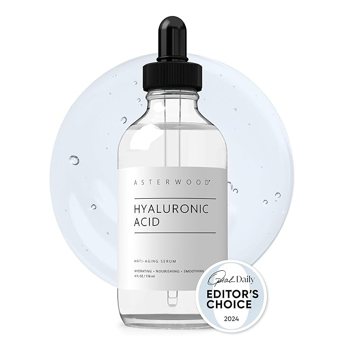 Asterwood Hyaluronic Acid Serum for Face - Plumping, Anti-Aging, Hydrating - Fragrance-Free - 4 Fl Oz