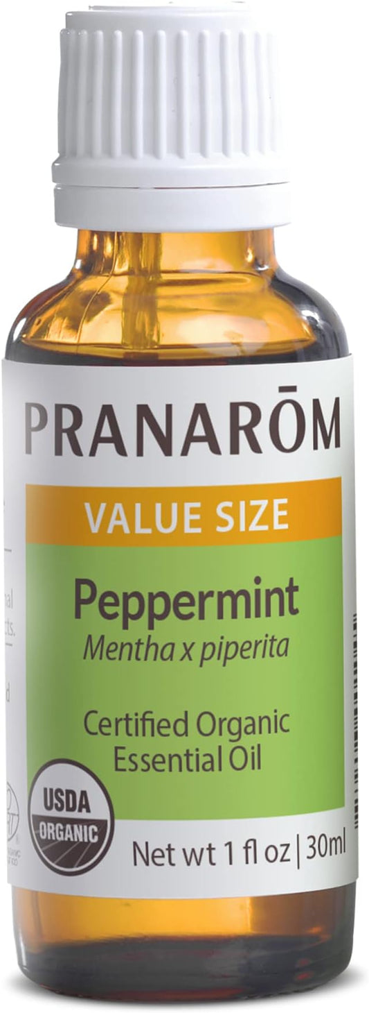 Pranarom USDA Certified Organic Peppermint Essential Oil (30ml), 100% Pure Undiluted Therapeutic Grade from India for Aromatherapy, Diffuser, Topical, Cooling, Massage & Relaxation