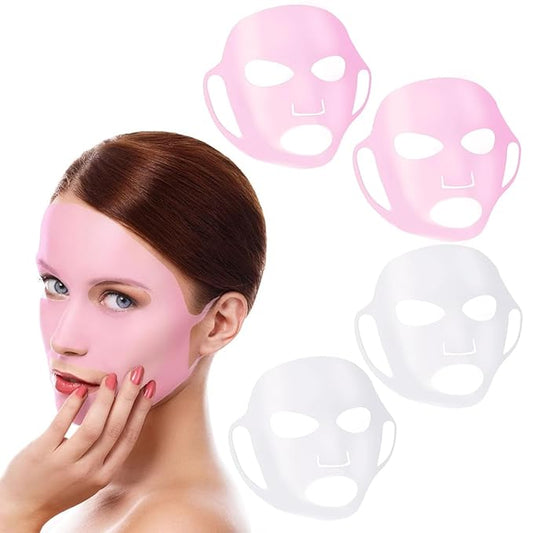 Ideal Swan 4 Pack Reusable Silicon Anti Mask - Wrinkle Silicone Face Mask Holder, Moisturizing Facial Mask Cover, Prevent Evaporation, Beauty Face Tool