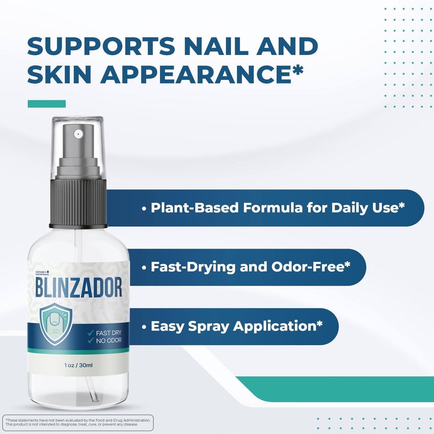 Blinzador – Natural Spray for Foot & Nail with Plant-Based Ingredients – Fast-Drying, Odorless, Easy-to-Use | 1oz (30ml), 3 Month Supply