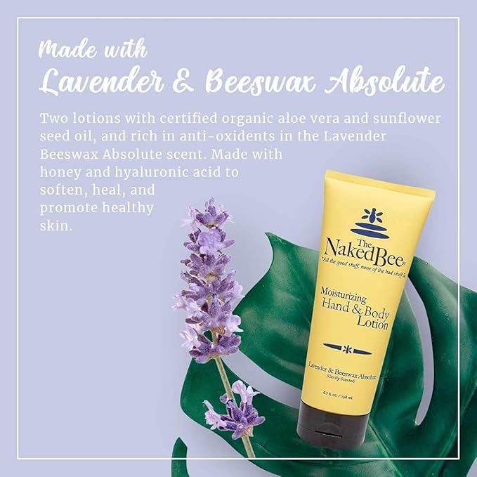 The Naked Bee Lavender & Beeswax Absolute Hand and Body Lotion 6.7oz + Jasmine & Honey Moisturizing Hand & Body Lotion 8oz