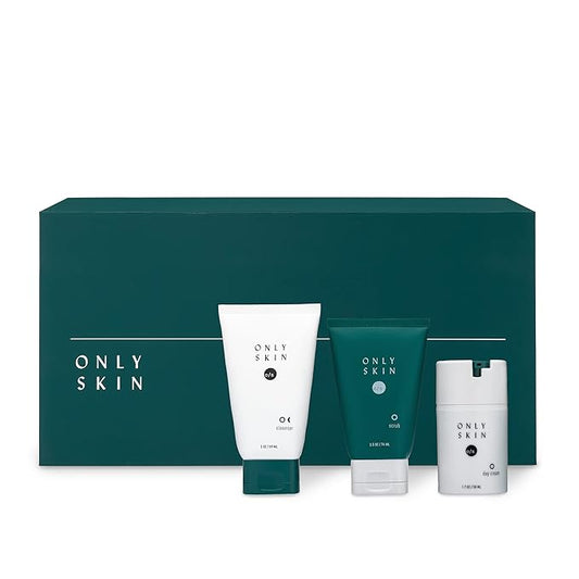 Essential Skin Care Kit, 3-Piece, Face Cleanser, Exfoliating Scrub & Day Cream Moisturizer Gift Set, Back To School Gifts