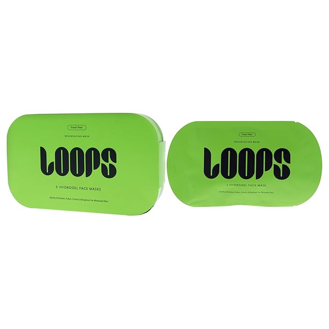 LOOPS FRESH PEEL - Resurfacing Hydrogel Face Mask - Gently Exfoliate, Polish, Clarify and Brighten for Renewed Skin - 5 Pc
