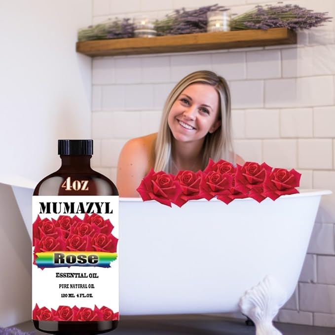 Rose Essential Oil, Rose Oil 4 Fl Oz 120ML for Diffuser Humidifier Yoga Cleaning DIY Candle Soap Making Essential Oils