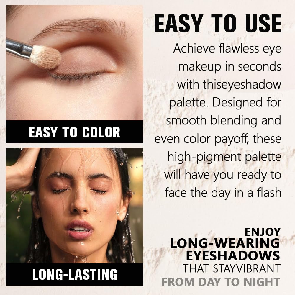 Light Brown Single Glitter Eyeshadow Makeup, Neutral Powde Eye Shadow for Women, Brown Shimmer Singles Eyeshadow Palette Pigmented Waterproof, sombras para ojos,Girls Monochrome Eyeshadows Gift