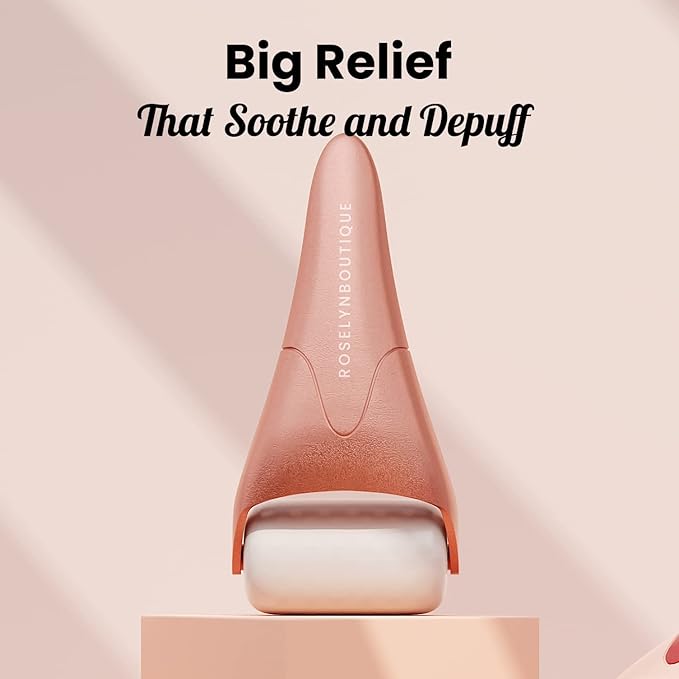 ROSELYNBOUTIQUE Ice Roller for Face Wrinkles Fine Lines Puffiness Stick Massager Facial Skin Care Tools Self Care Gifts for Men Women (Rose Gold)