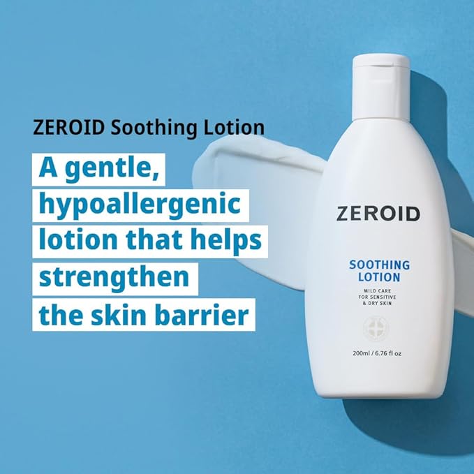 ZEROID | Soothing Lotion | Moisturizer for Sensitive Skin | Skin Barrier Repair | Face & Body Lotion for Soothing & Calming | Lotion for Extremely Dry Skin | Korean Skin Care | 6.76 fl oz (200ml)