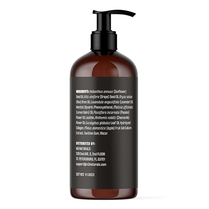 Lavender Massage Oil with Collagen and Stem Cells, Skin Tightening Therapy for Bum, Thighs, and Belly, Fast-Absorbing Cellulite Oil by M3 Naturals