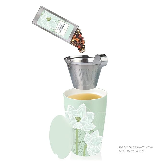 Tea Forte Lotus Single Steeps Loose Leaf Premium Mother's Day Tea Gift Set Sampler, 15 Count 3 of Each Assorted Blends, Pre-Portioned Single Serve Pouches, Steeps 12 oz