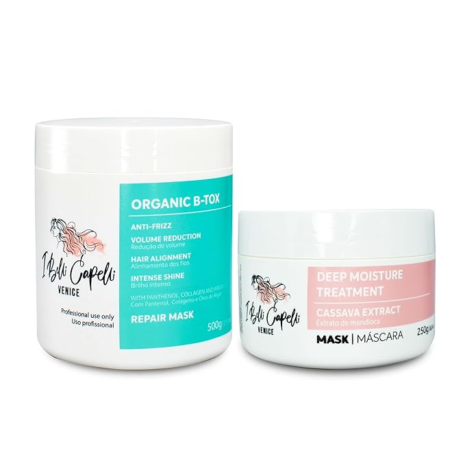 Venice B-tox Kit, Hair B-tox Treatment & Argan Oil Mask 250g - B-tox Capilar Para el Cabello, Formaldehyde-Free - Anti-Frizz, Smoothing, (1 B-tox+ 1 Mask)