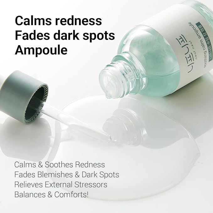 Soothing Calm Ampoule with Niacinamide, Spot Care Hyaluronic Acid, Non-Greasy, CICA Healing and Gentle Formula (30ml /1.01 oz) Radiant Serum, Korean Skincare