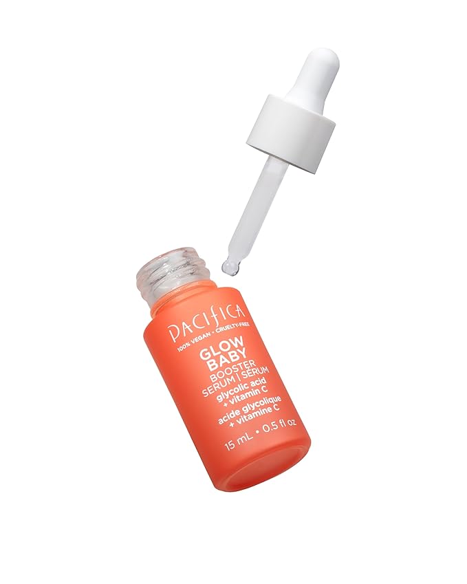 Pacifica Glow Baby Booster Mini Face Serum, Vitamin C & Glycolic Acid For Brightening Dull Skin, Fragrance-Free, Vegan & Cruelty-Free, 1 Fl Oz