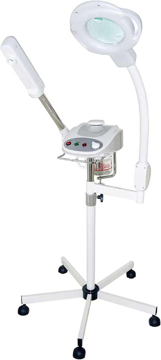 Ozone Aroma Facial Steamer, Professional Grade with 5 Diopter Magnifying Lamp, Silent Timer & Aromatherapy