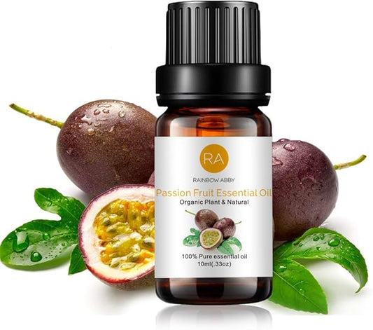 RAINBOW ABBY Passion Fruit Essential Oil, 100% Pure Organic Aromatherapy Oil for Diffuser, Massage, Yoga, Meditation, Bath, Skin Care, 10ml