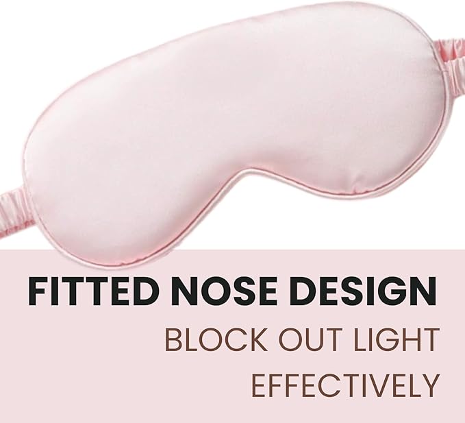 Silk Satin Sleeping Eye Mask, Pink Sleep Eye Mask Night Blindfold for Women and Men, Soft Breathable Blackout Eyeshade Eye Cover for Travel, Wedding Bridesmaid Gift