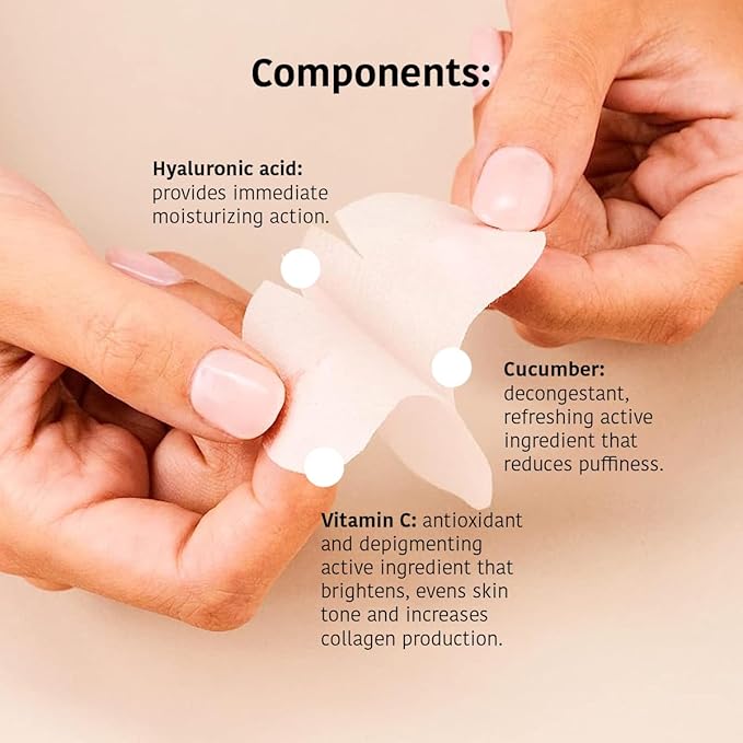 Vitamin C & Hyaluronic Acid Face Mask (5 Masks) + Eye Mask Patches with Vitamin C, Cucumber and Hyluronic Acid, Anti-Fatigue and Illuminating (5 Pairs)- Vegan, Korean Skin Care- Total Bundle 10 pieces