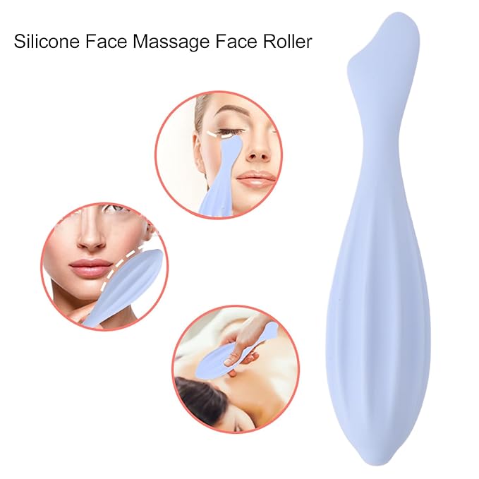 Silicone Handheld Face Massage Face Roller, Face Roller for Face and Eye Face Beauty Roller, Face Roller Beauty Silicone Massage Tool for Men Women Mothers Day Gifts,(Blue)