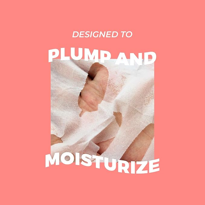 Vitamasques Vegan Collagen Lychee Face Sheet Mask Plumping & Moisturizing Korean Skin Care Facial Mask with Lychee Extract & Hyaluronic Acid - Natural & Biodegradable