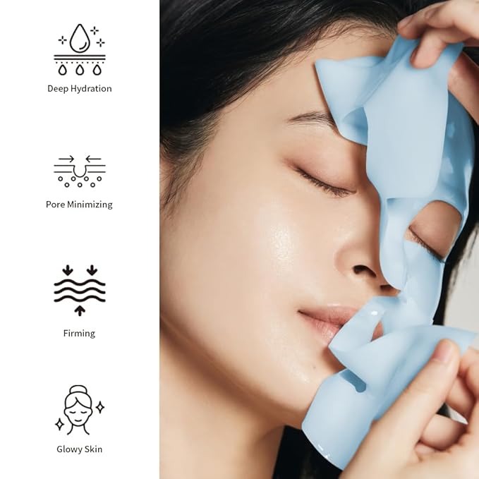 Hyaluronic Acid Collagen Face Mask with Copper Peptide and Seaweed Extract, Overnight Nourishing, for Lifting, Firming, and Moisturizing 40g x 5ea Facial Mask