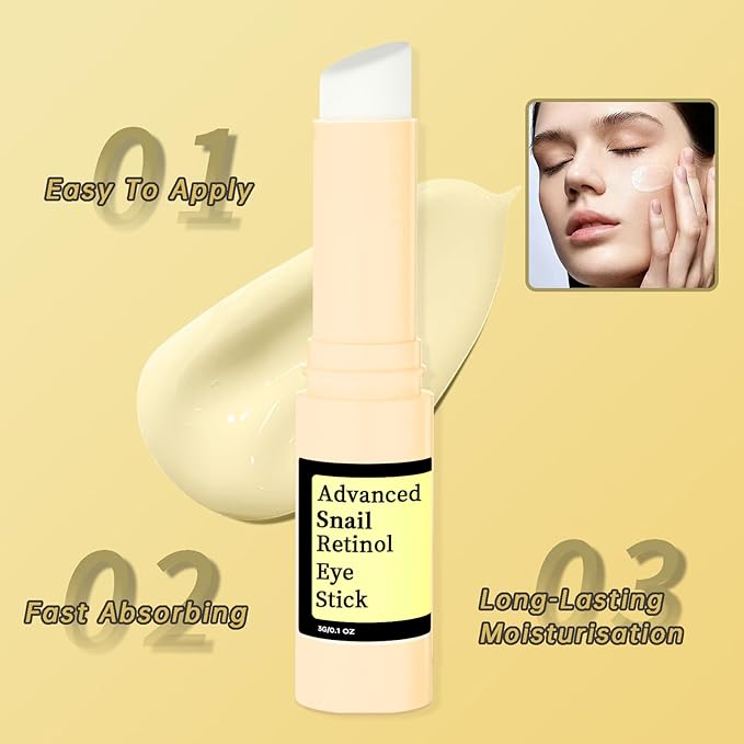 Anti Aging Eye Cream For Dark Circles, Advanced Snail Retinol Eye Stick, 2 PCS Under Eye Cream For Puffiness & Bags, Reduce Wrinkles, Fine Lines, Moisturizating Skin.
