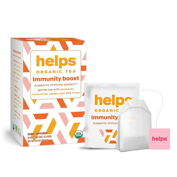 HELPS TEAS | Helps Immunity Boost Tea | Organic herbal blend of Echinacea, Eucalyptus, Mint, Linden, Thyme and Natural Honey Flavor. Facilitates Respiratory Health | 16 Tea Bags - Pack of 3 |