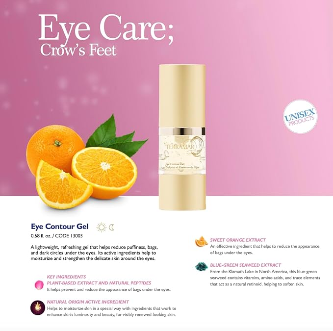 Terramar eye contour gel - Reduces Puffiness & Dark Circles, Hydrates & Smooths Fine Lines with Caffeine & Botanical Extracts