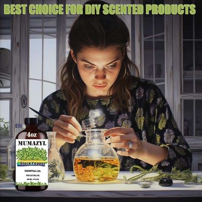 Black Pepper Essential Oil, Black Pepper Oil 4 Fl Oz 120ML for Diffuser Humidifier Yoga Cleaning DIY Candle Soap Making Essential Oils