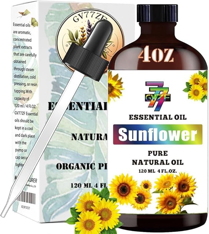 Sunflower Essential Oil (4 oz/120 ml) - Sunflower Oils Used in diffusers, humidifiers, Home Baths, Cleaning Products, Yoga, DIY Soaps and DIY Scented Candles