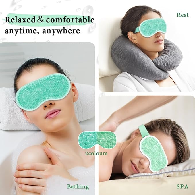 Cooling Eye Mask and Silky Sleep Mask 4 Packs for Man Women for Sleeping Frozen Ice Eye Mask Cold Warm Compress Puffiness Dry Eyes Dark Circles Gifting