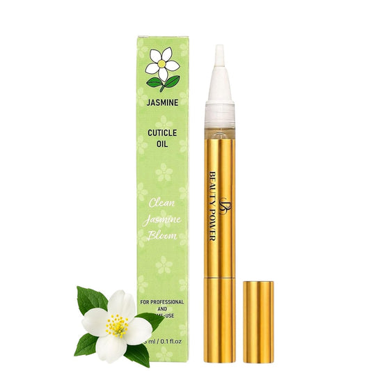 Nail Oil Cuticle Pen - Jasmine - Nail Strengthener & Growth Serum with Vitamin A, D, E, B5, Grapeseed & Natural Oils - Repair for Brittle, Peeling, Thin Nails - Twist Brush Pen