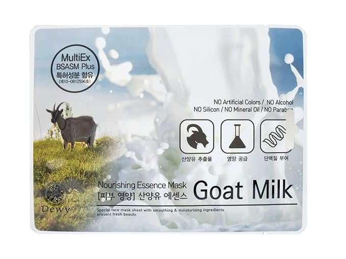 TNB Dewy Korean Essence Face Mask, Moisturizing Mask Sheet Pack, Korean Skin Care For All Skin Types (Goat Milk)