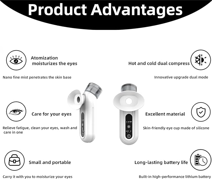 Portable Eye Steam Sprayer, Heated Mist for Dry Eye Relief, Moisturizing Eye Treatment, Mini Soothing Steamer for Eye Care