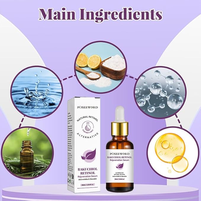 Venature Bakuchiol Retinol Rejuvenation Serum, Retinol & Vitamin for Wrinkles Bakuchiol Retinol Face Serum Korean, Retinol Serum for Wrinkles (2Pcs)