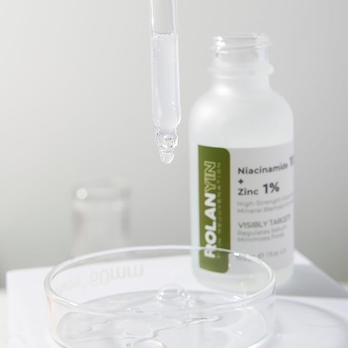 ROLANYIN Niacinamide 10% + Zinc 1% Facial Serum for Oil Control and Pore Minimizing Blemish Treatment Hydrating Soothing Anti Aging and Nourishing Formula Skin Care