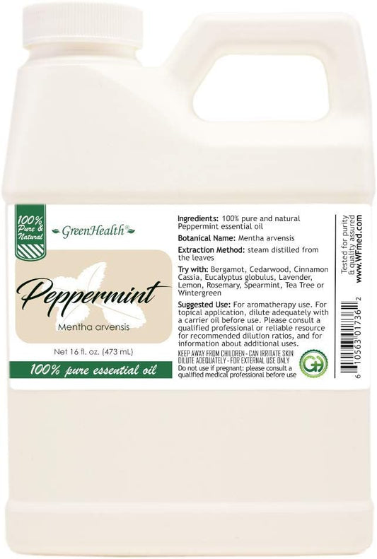 Peppermint 100% Pure Therapeutic Grade Essential Oil-16 fl oz, Perfect for Aromatherapy Diffusers, Candle Making, Soap Making