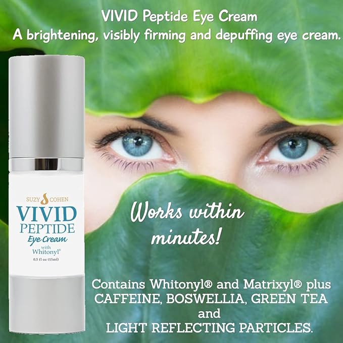 VIVID Peptide Eye Cream with Whitonyl for Dark Circles, Puffiness and Fine Lines - Brightens and Boosts Collagen for Firmness and Hydration