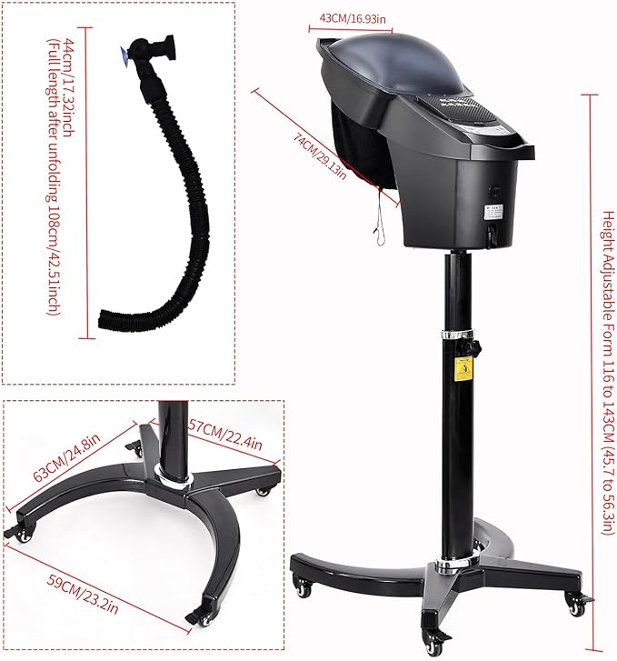 Professional Hair Salon Steamer Ozone Micro Mist Hair Steam Mister Hooded 7 Color Light with UV Protect Coat for Natural Hair Caring